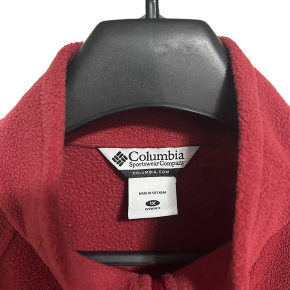 Columbia Fleece Mens Jacket Coat Size Large Red Long Sleeve - Picture 3 of 7
